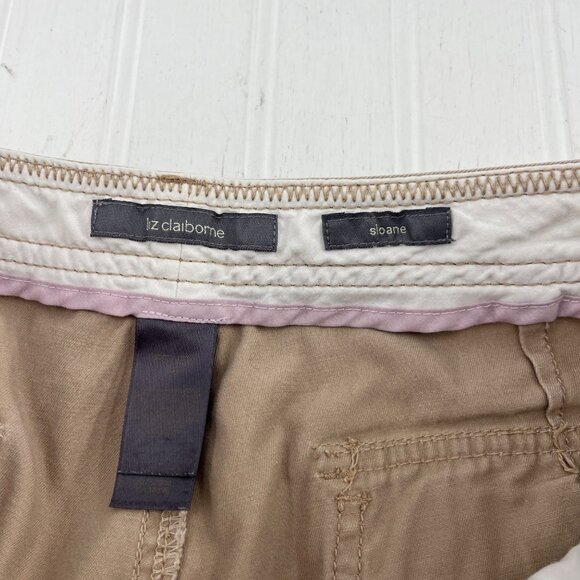Liz Claiborne Women's sz 14 Petite Khaki Bermuda Cargo Shorts y2k - Picture 3 of 6